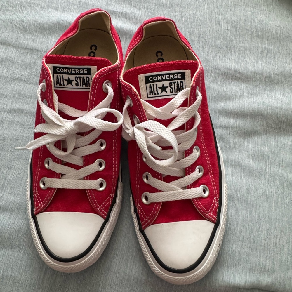 Converse Red Canvas Sneakers with White Accents